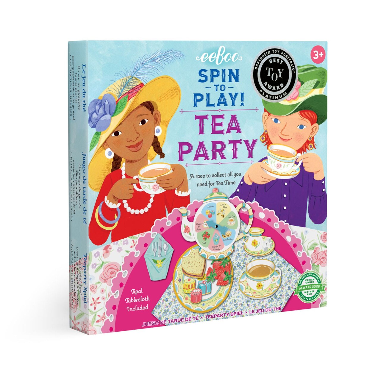 eeBoo: Tea Party Spinner Game, 2 to 4 Players, 15 to 30 Minute Play Time, For Ages 3+